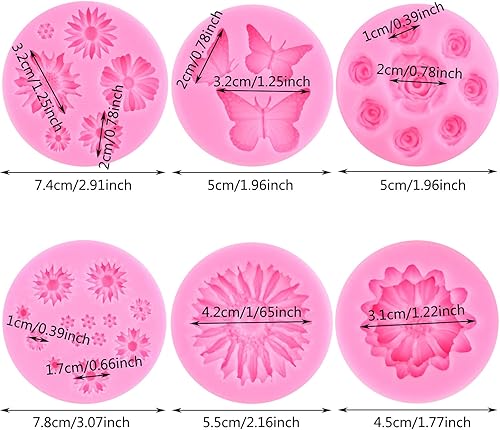 Miniatura 2 de ZiXiang Moldes de silicona para fondant, diseño de mariposa, margarita, rosa, crisantemo, flores, moldes de silicona para caramelos, chocolates,