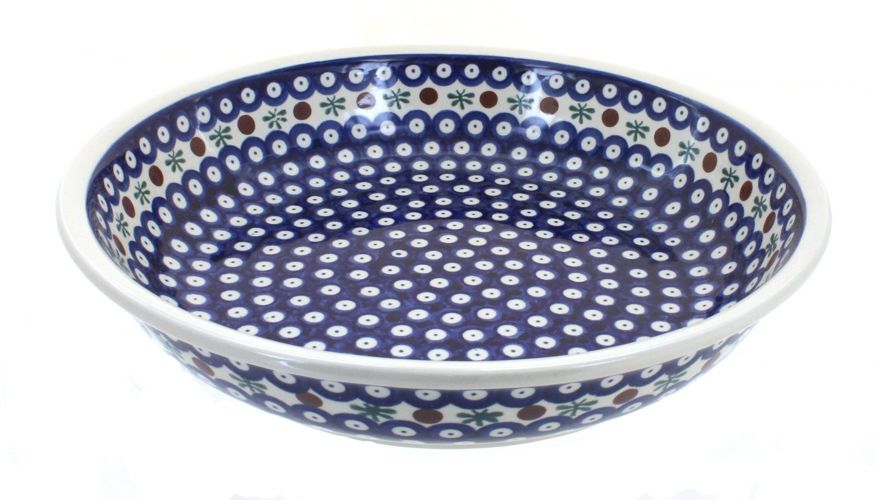 Blue Rose Polish Pottery Nature Large Shallow Serving Bowl