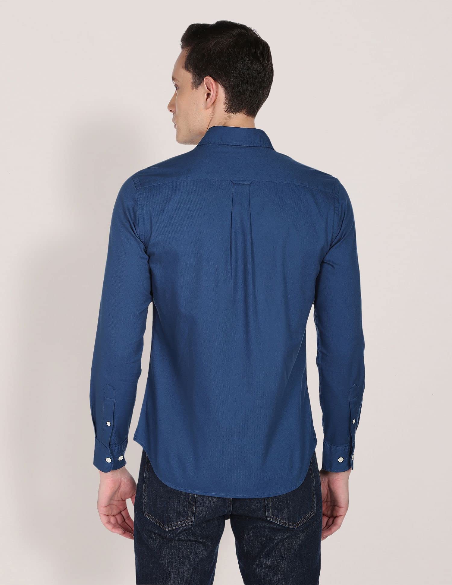 U.S. POLO ASSN. Cotton Men's Solid Regular Fit Shirts (USSHTFX0002_Blue XL) - Image 6 thumbnail