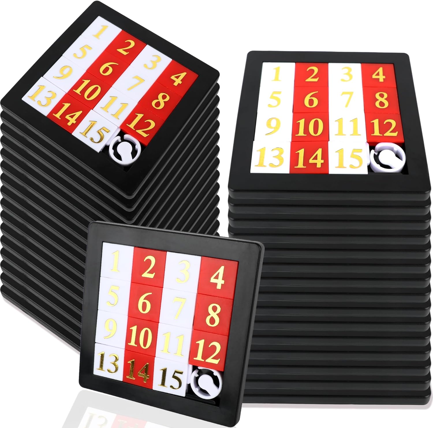 32 Pcs 15 Number Puzzles 2.8 Inch Number Sliding Puzzle Pocket Size Slide Puzzle Brain Teaser Puzzles for Kids Teens Adults School Rewards Party Favors Gift Bag Fillers