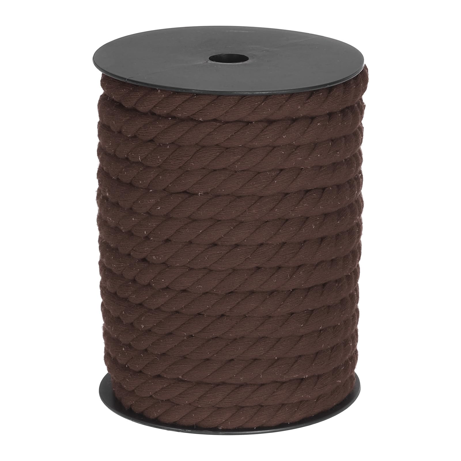 MECCANIXITY Cotton Rope 3 Strand Twisted Braided Rope Cord, Dark Brown 10mm x 75ft Craft Rope Cord Cotton for Wall Hanging, Plant Hanger, Knitting, Macrame Knotting