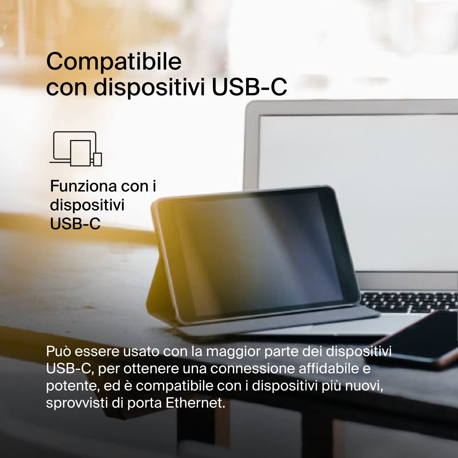 Belkin Adattatore USB-C Ethernet 2,5 Gb, da Thunderbolt 3/4 a LAN, certificato USB-IF, compatibile MacBook Pro/Air, iPad Pro, XPS, Surface