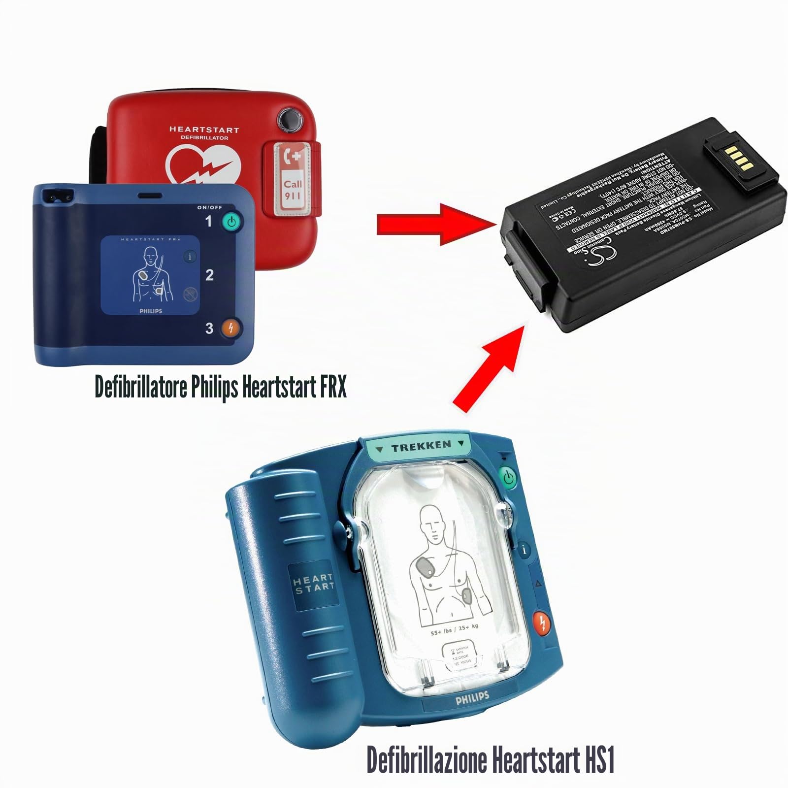 4200mAh Batteria di Ricambio per Philips Defibrillatior FRx, Defibrillatior HS1, FRx, FRx 861304, FRx AEDs, Home Defibrillator, 110300, 861304, M5067A, M5068A, M5070A