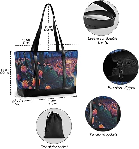 Miniatura 4 de Secret Garden - Bolsa de mano moderna para laptop para mujer con cremallera para el trabajo y el gimnasio con maletín ejecutivo para mujer