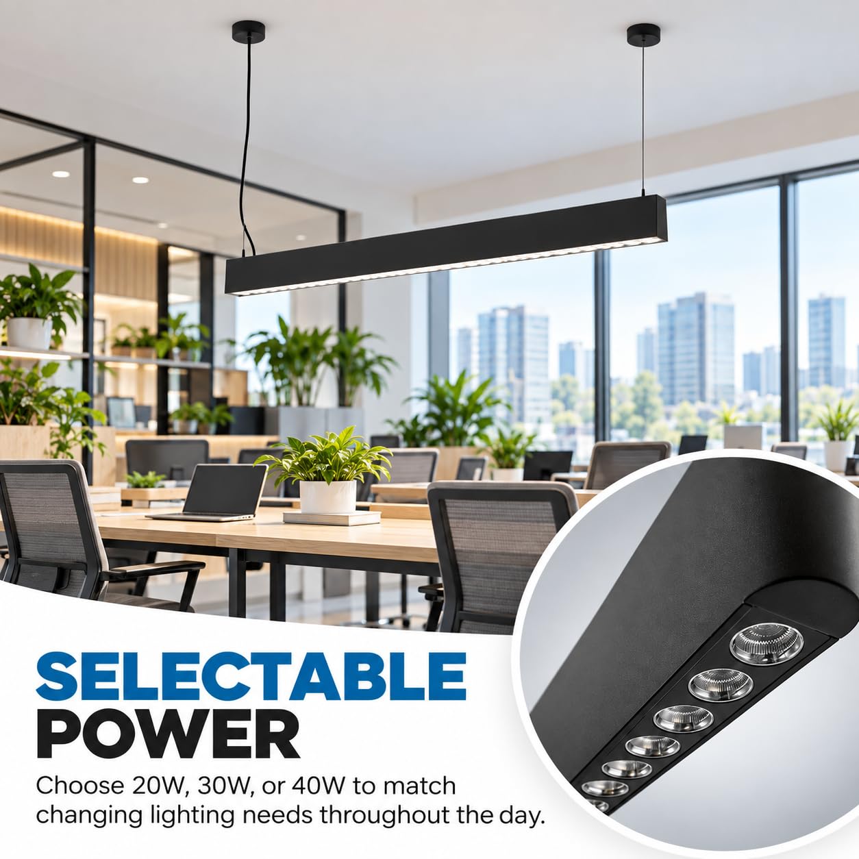 BARCELONA LED Lampada Lineare CCT A Sospensione 120cm 40W Nera