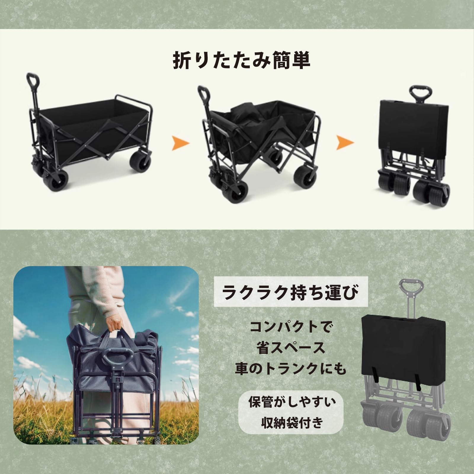 Amazon.co.jp: ALISE キャリーワゴン 大容量230L 耐荷重250kg