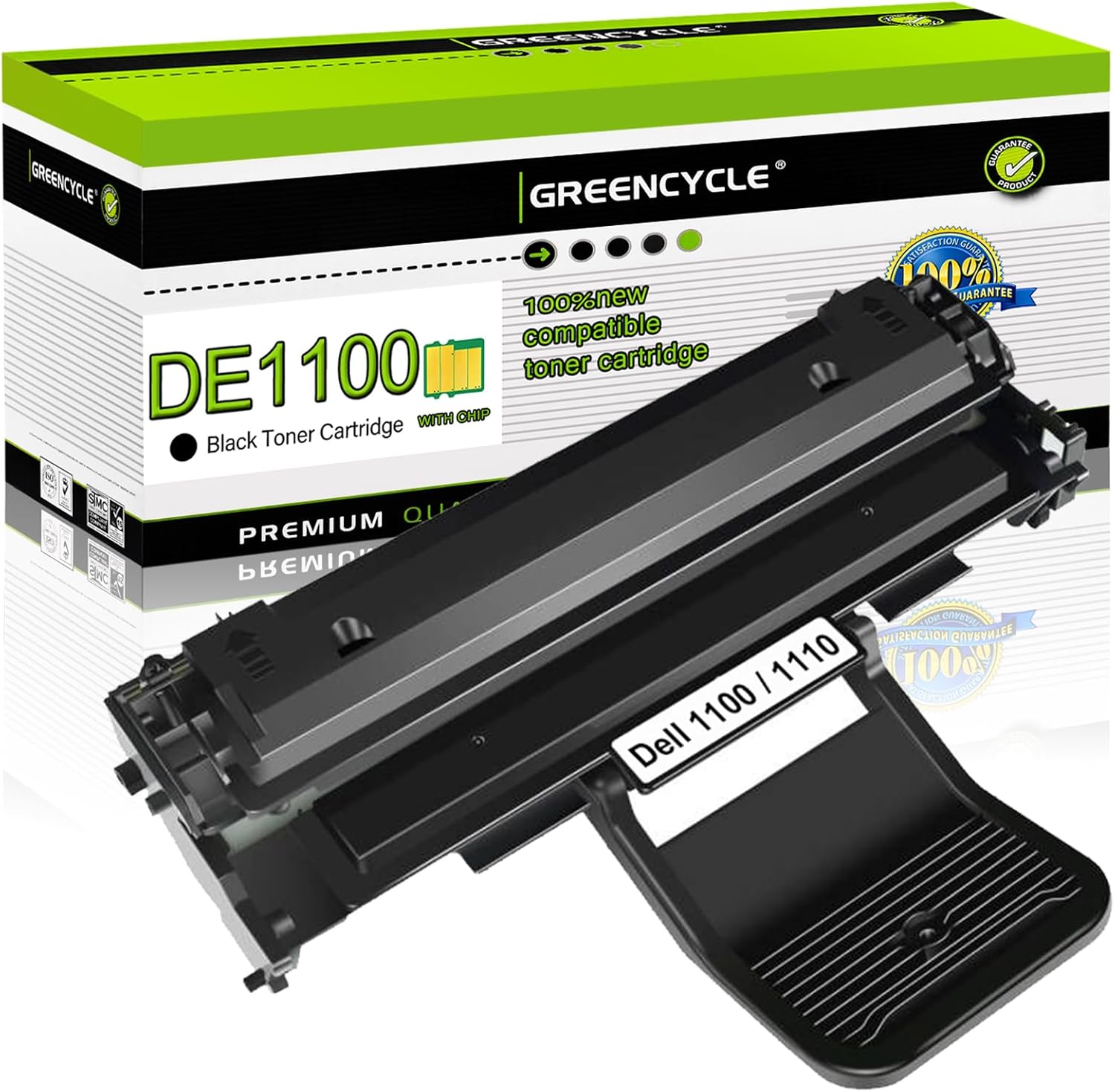 greencycle 1 Pack Toner Cartridge Replacement Compatible for Dell 1100 De1110 (310-6640 310-7660) Laser Printer (Black)