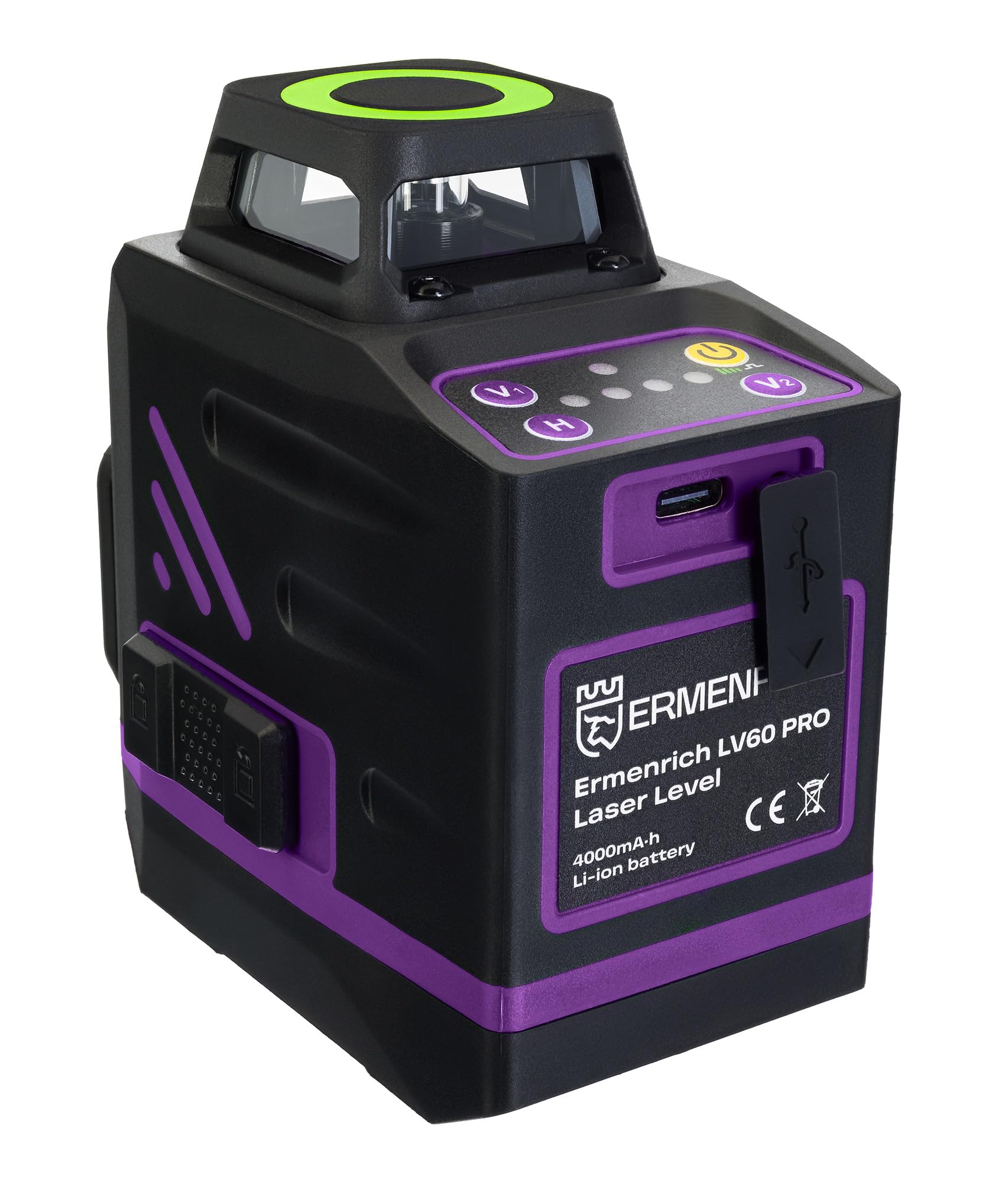 PRO LV60 Livella Laser Autolivellante 12 Linee 3x360° Laser Verde | con Telecomando Base Treppiede Supporto Magnetico e Rotante Batteria Ricaricabile IP54 Impermeabile Piastra Target Borsa