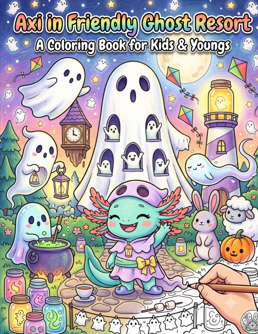 Axi in Friendly Ghost Resort: A Coloring Book for Kids & Youngs