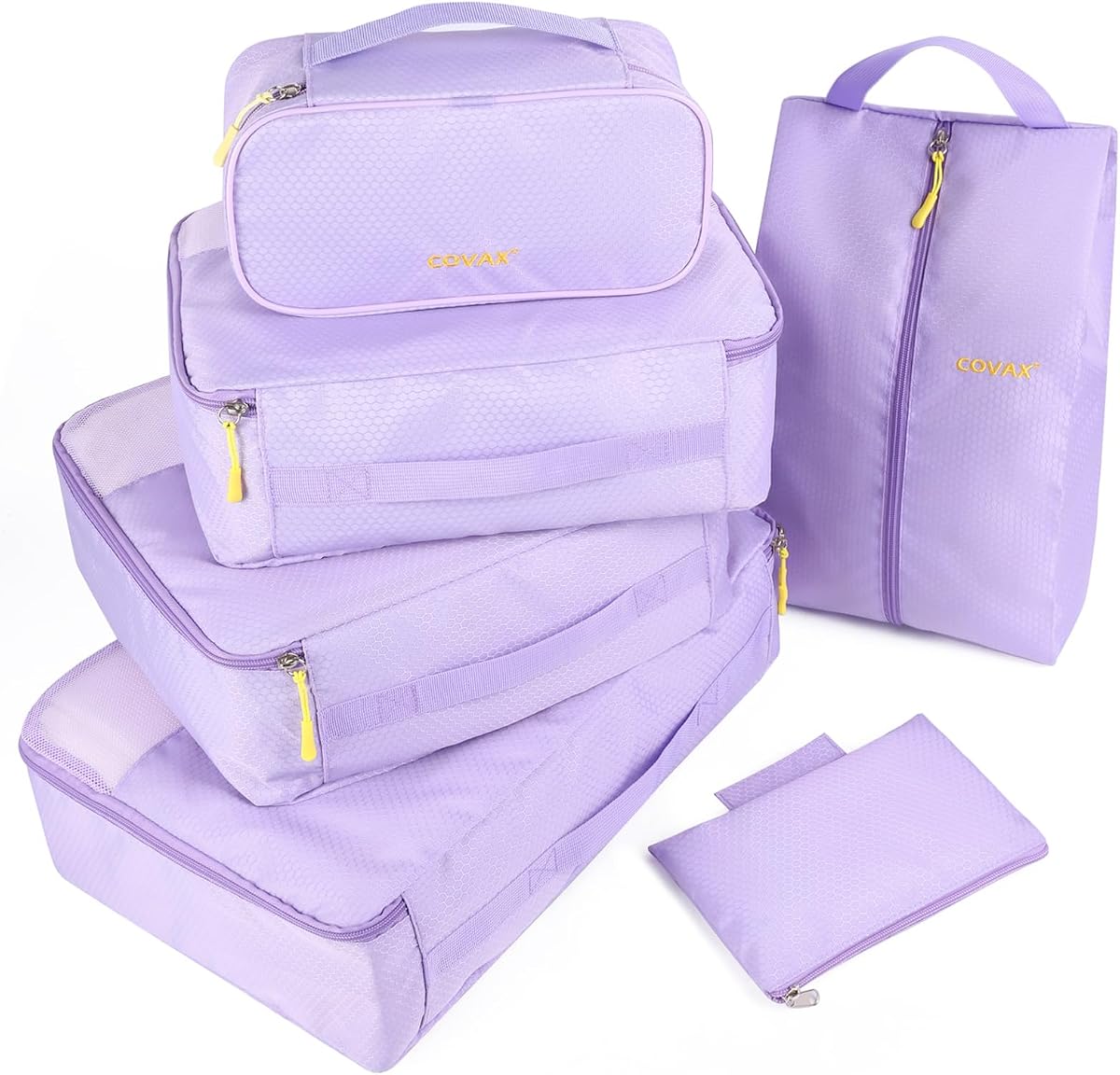 Cubos de embalaje para maletas, 5 juegos de bolsas organizadoras de equipaje de viaje y cubos de embalaje de almacenamiento para mujeres y hombres, color morado