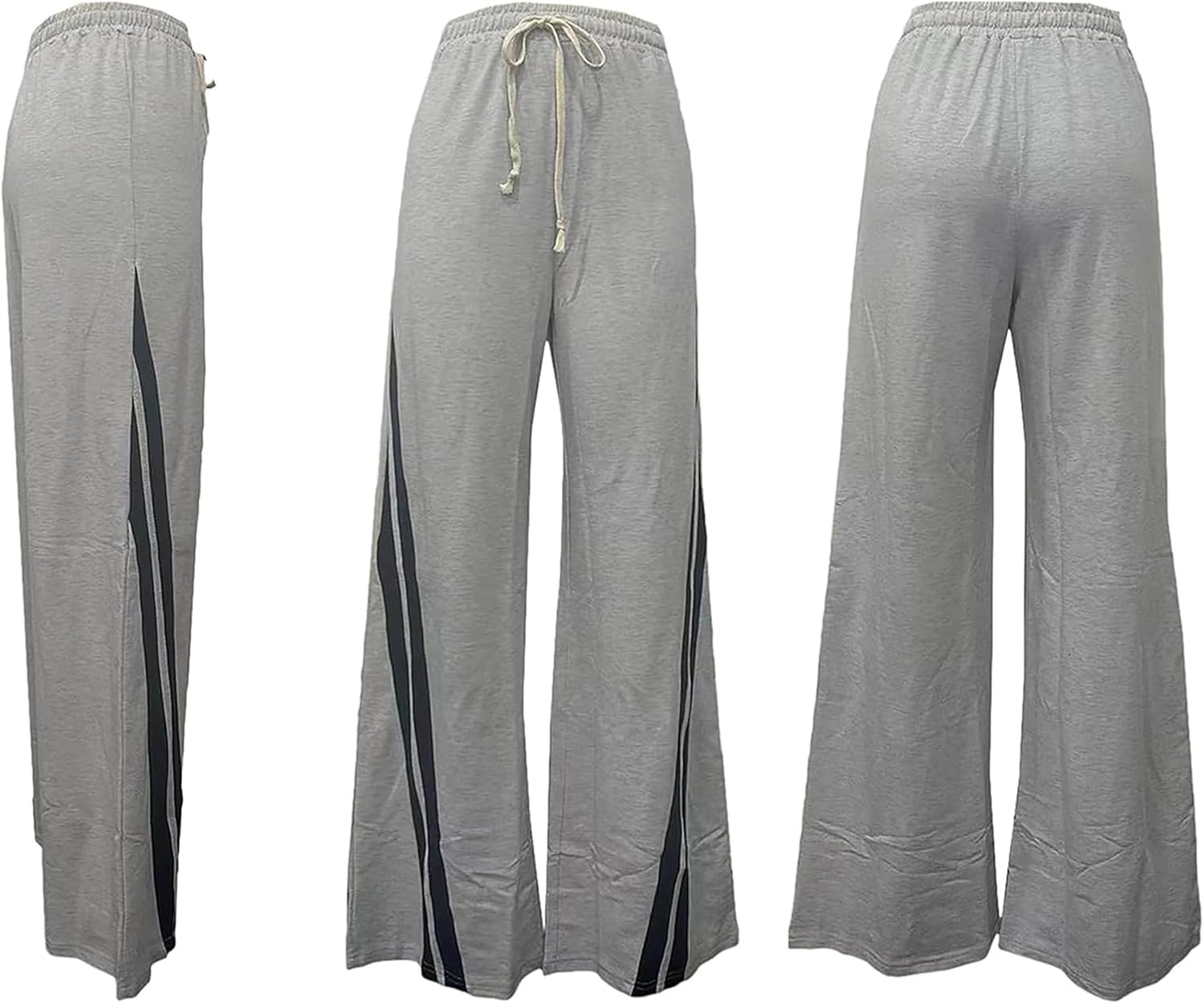 Wonen's Wide Leg Sweatpants Women Striped Drawstring Hight Waisted Baggy Jogger Track Trousers - Image 5