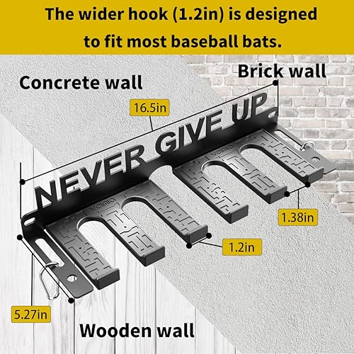 Miniatura 2 de veimia Soporte de pared para bates de béisbol, estante de almacenamiento para bates de béisbol, capacidad para 10 murciélagos en pared de madera o