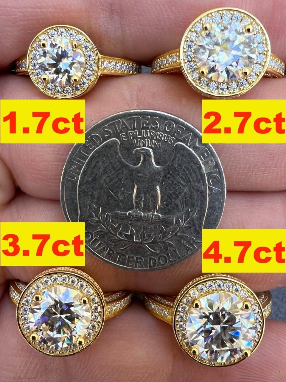 4.7 CT Moissanite Classic Halo Engagement Ring in 14k Gold & White Gold Over Solid 925 Sterling Silver Round-Cut VVS/D Color Iced-out Love Proposal/Promise Ring for anniversary ,wedding ,valentine's day