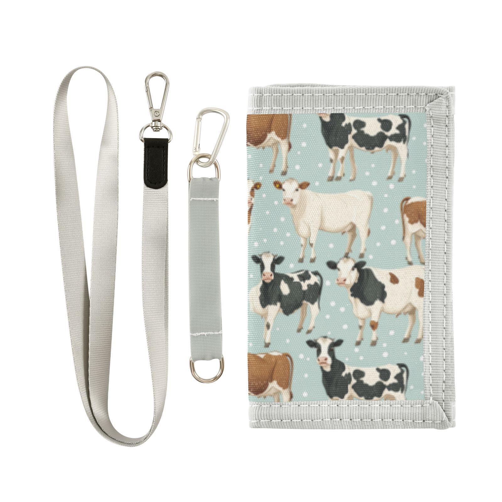 Wusikd Cows Kids Wallet for Boys Girls Poses Polka Toddler Trifold Wallet Novelty Wallet for Teens Women Men