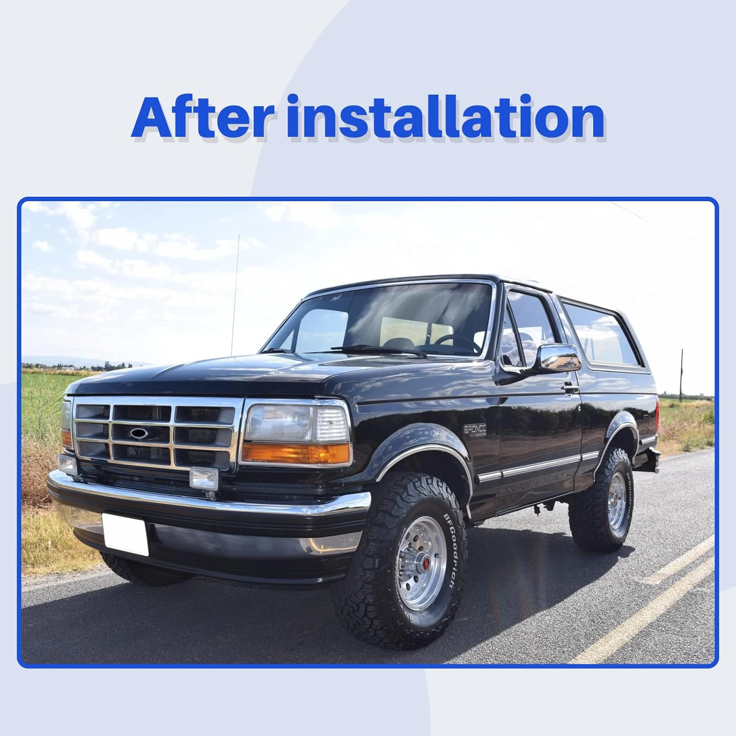 CarPartsDepot Front Grill Grille Chrome Shell With Gray Insert Compatible With Ford 1992-1997 Bronco F-150 F-250 F-350 & 1997 Lobo FO1200173 F4TZ8200A