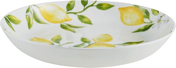 Mikasa Lemons Bone China Lightweight Chip Resistant Set Of 4 Pasta Bowls, 8.5 Inch, 20 fl oz
