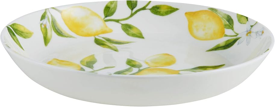 Mikasa Lemons Bone China Lightweight Chip Resistant Set Of 4 Pasta Bowls, 8.5 Inch, 20 fl oz