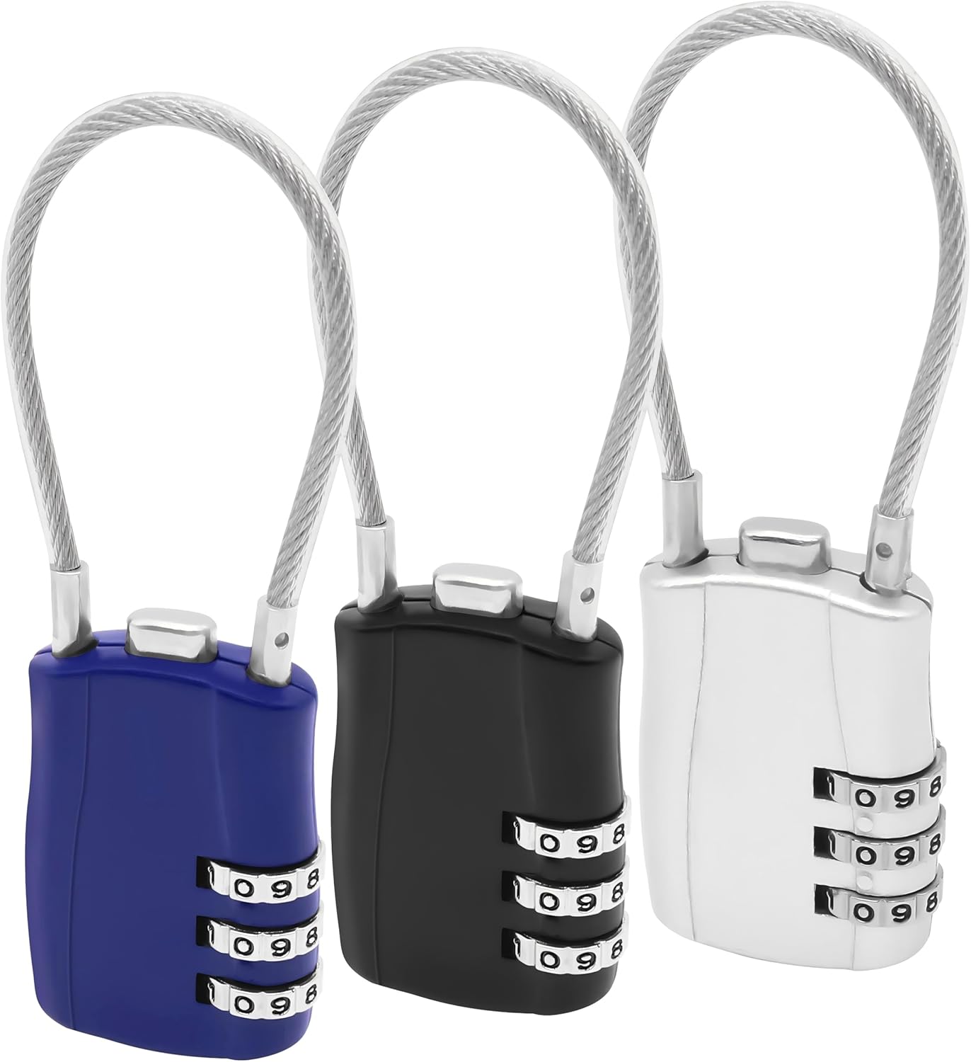 MEIRIYFA Combination Lock 3 Digit Cord Password Padlock Outdoor Waterproof Wire Lock for Scool Gym Lockers Gate Luggage Backpacks Bicycle Basket 3Pcs