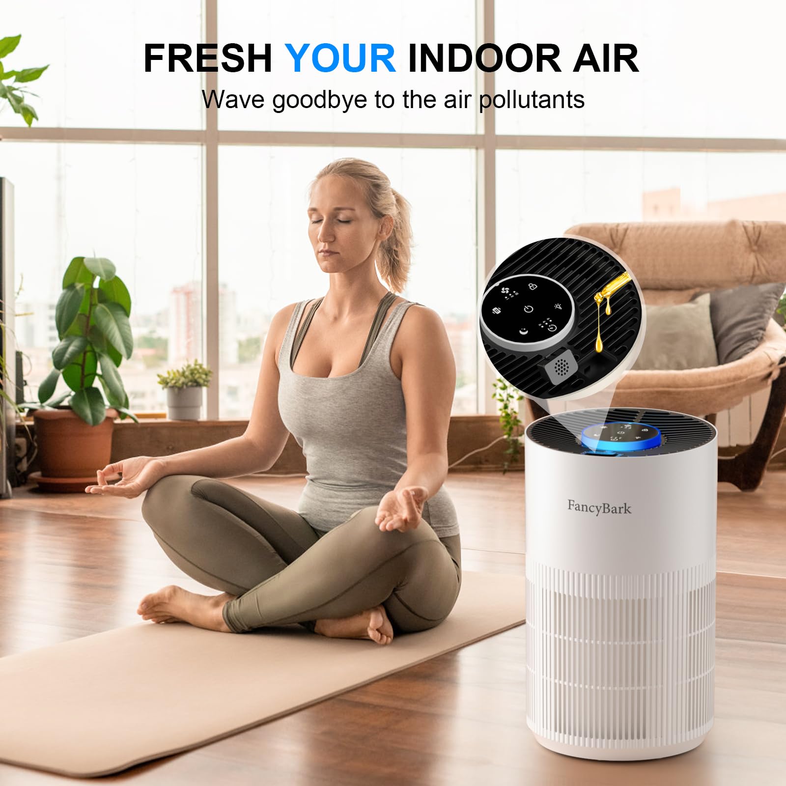 Purificadores de aire para el dormitorio del hogar de hasta 1000 pies cuadrados, purificadores de aire H14 True HEPA para habitación con modo de sueño, modo de luz y función de aroma 8
