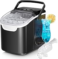 Antarctic Star Portable Countertop Ice Maker: 26lbs/Day, 6-Min Ice Cubes, 2 Sizes, Energy-Saving, Self-Cleaning - Black