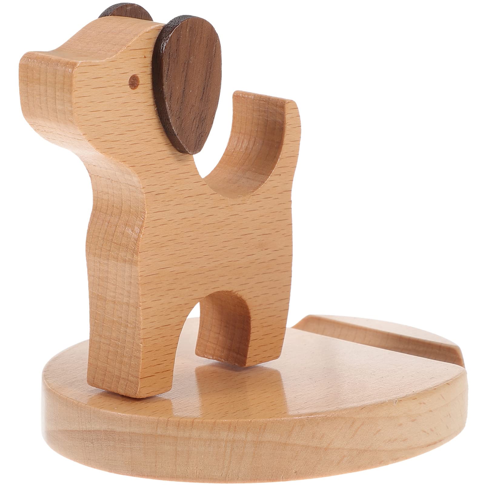 Hemobllo Wooden Dog Phone Stand Creative Mobile Display Holder Cute Animal Shape Phone Bracket for Desk Office Home and Car Use - Image 2
