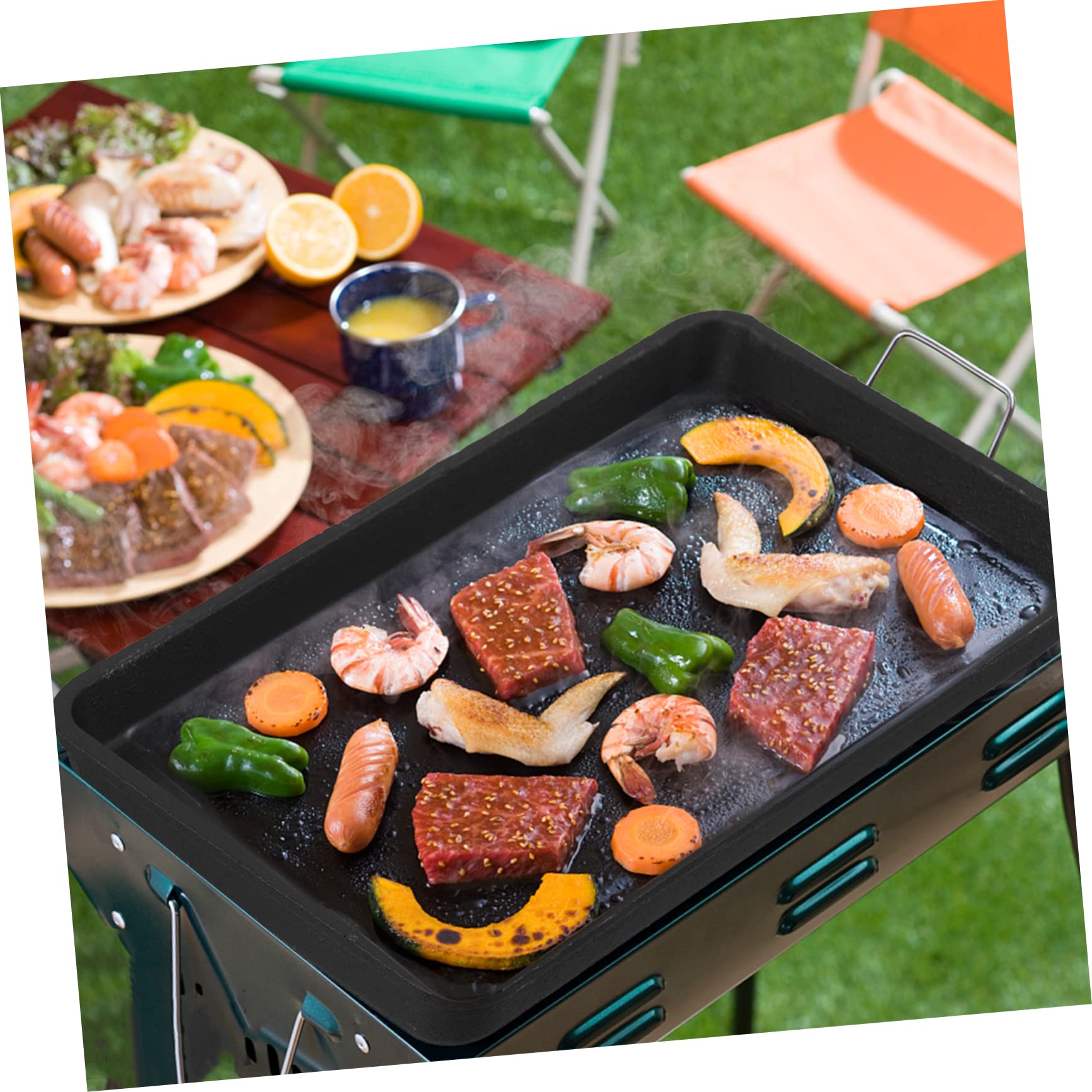 Plaque De Barbecue Épaisse En Fonte 7.68X5.71X0.79 Pouces Plaque Plancha Portable Pour Grillades Extérieures Cuisine Facile À Nettoyer
