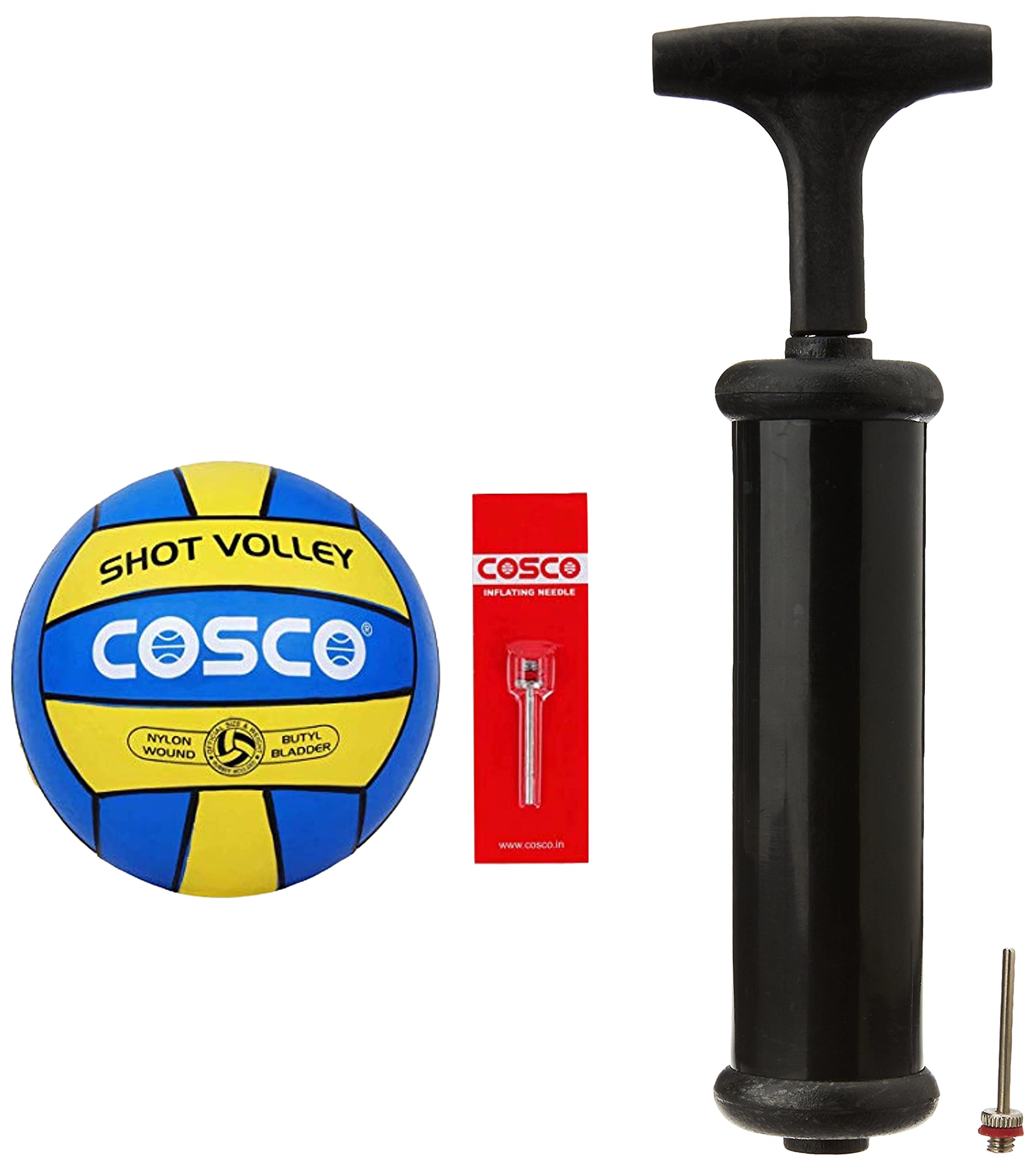 Cosco Shot Rubber Volley Ball & Hand Pump, 4, Volleyball, Blue & Yellow (B07JF8ZW1V) Amazon Price History, Amazon Price Tracker
