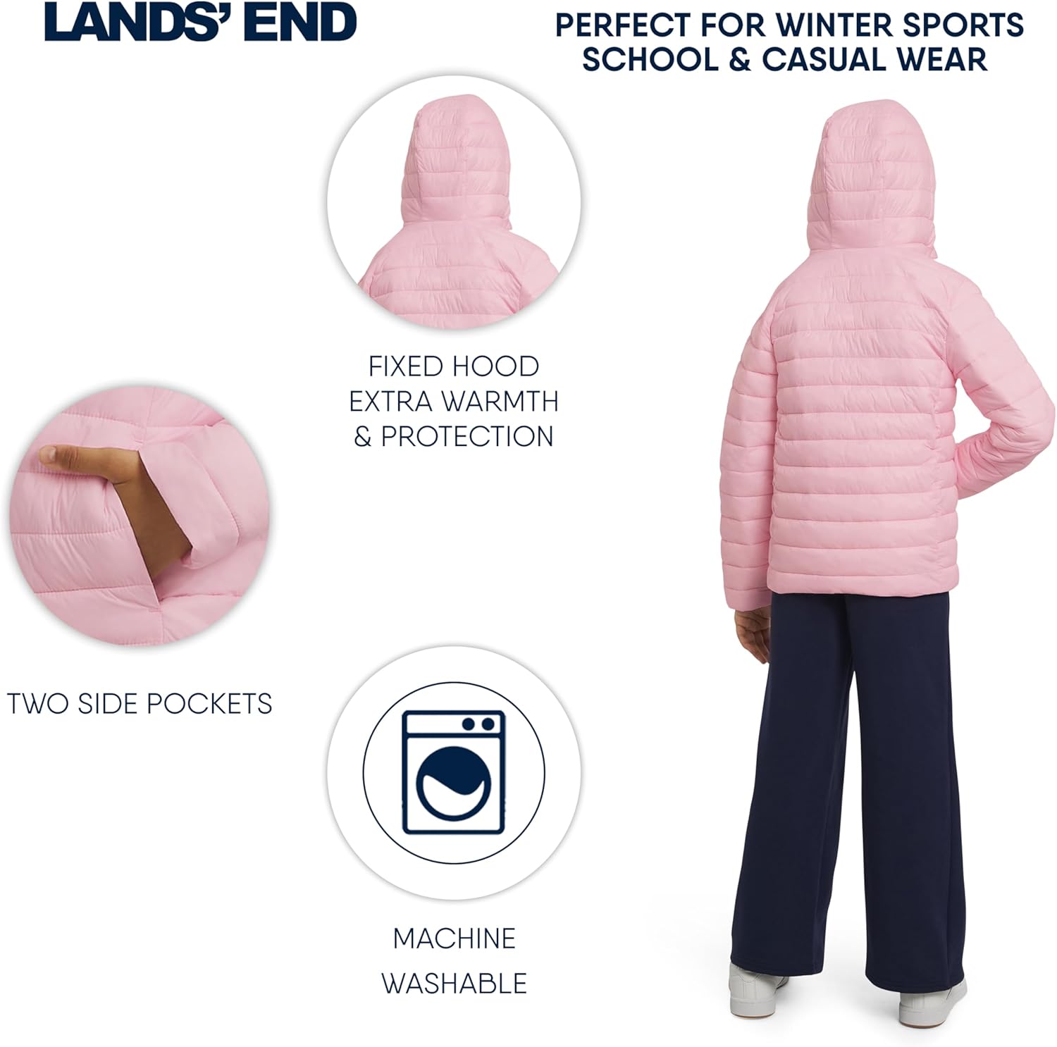 Lands' End Girls' Lightweight Packable Insulated Puffer Jacket - Image 7