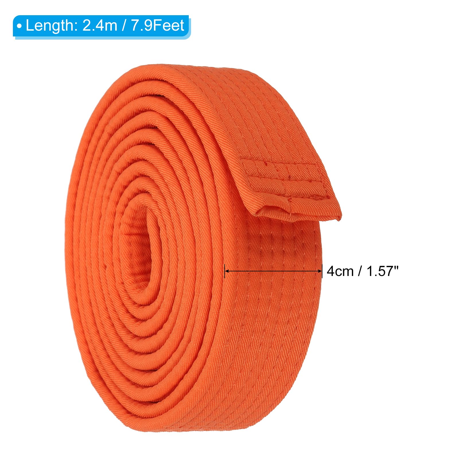 PATIKIL Cinturón de Rango de Colores de Taekwondo 1.6" X7.9 Pies 2.4M, Cinturón de Artes Marciales de Poliéster Judo Karate para La Práctica de Enseñanza del Entrenador, Naranja