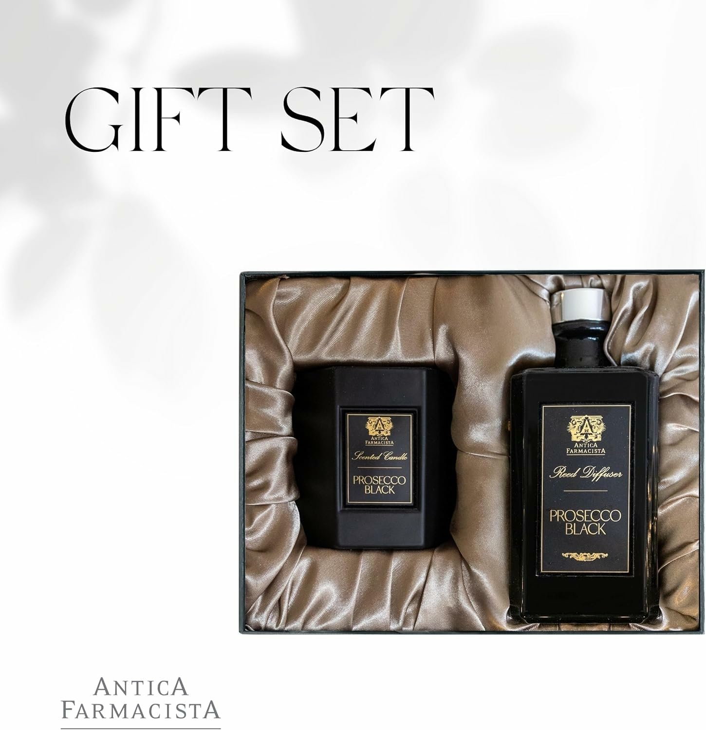 Antica Farmacista Reed Diffuser & Candle - Gift Set Collection for Her - Prosecco Black, 320ml