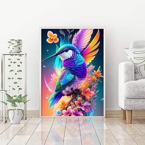 Miniatura 5 de FQOVKYN Kits de pintura de diamante de colibrí 5D para adultos y principiantes, kits de arte de diamantes de bricolaje redondo de taladro completo,