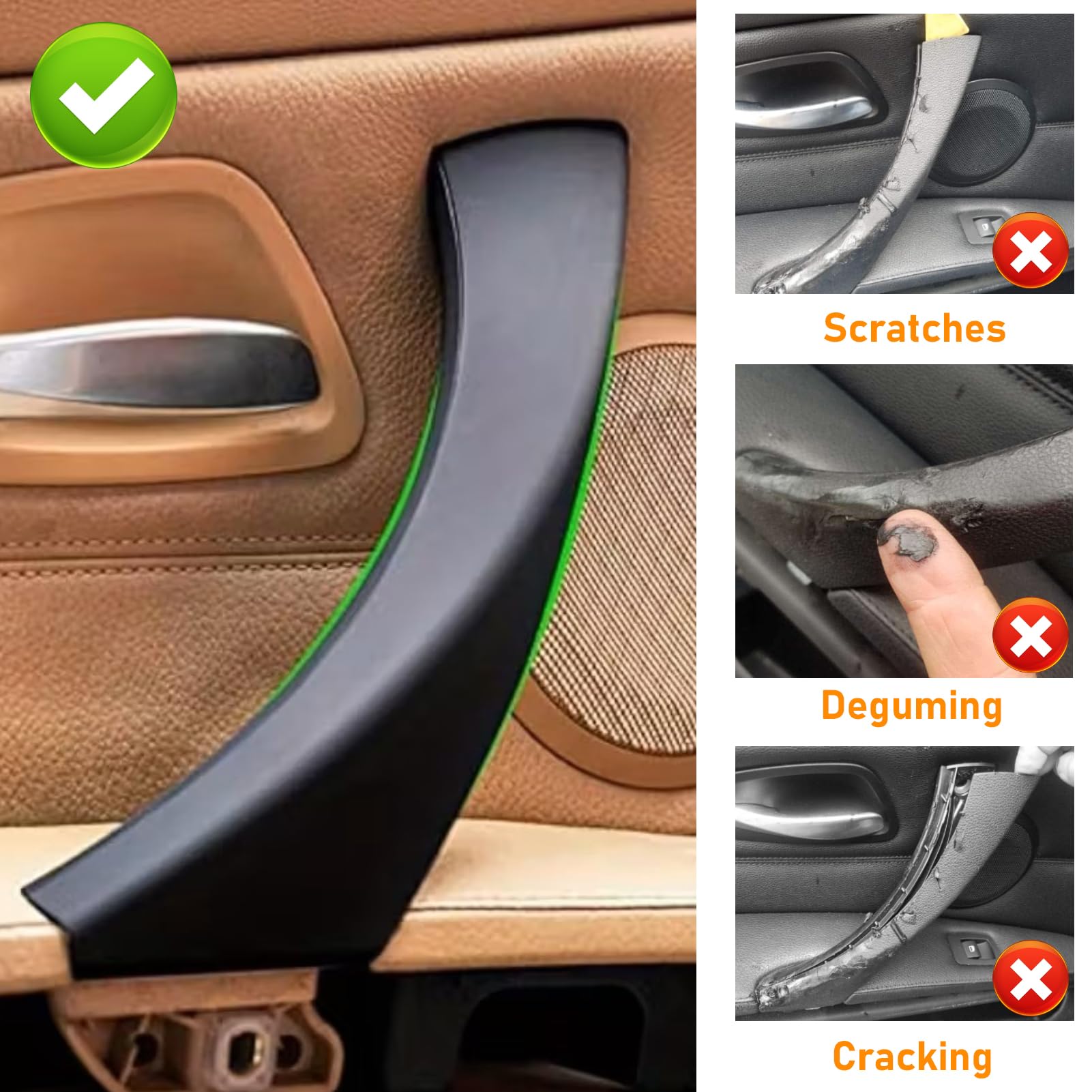 TTCR-II 6PCS Nessun Smontaggio Compatibile con Maniglia Porta BMW Serie 3 E90/E91/E92/E93 316 318 320 323 325 328 330 335, Maniglia Interna Sinistra + Destra E90 E91 E92 E93 2005-2011- Nero