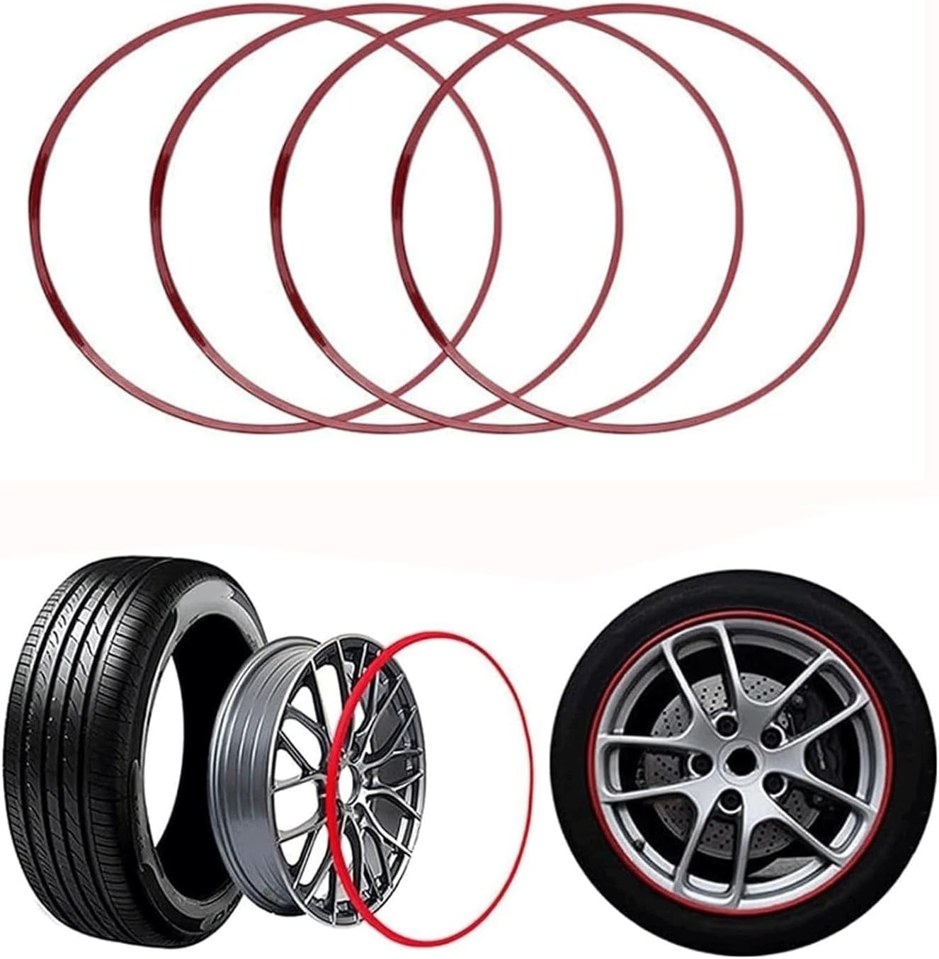 Professional Alloy Wheel Protector - 4PCS Universal Anti-Scratch Strip for 17-22 Inch Light Vehicles, Adhesive Rim Edge Guard, Durable Hub Decorative Protector.