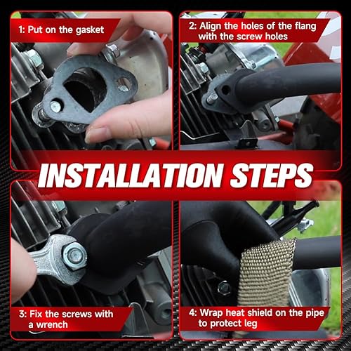 Miniatura 8 de FVRITO Kit de tubo de escape de mini bicicleta para Predator 212cc 224cc 196cc Coleman CT200U BT200X CT200U-EX 6.5hp GX160 GX200 Motor pequeño Baja