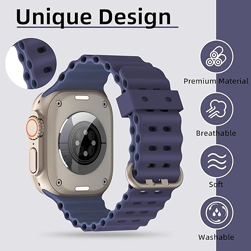 Miniatura 8 de ZALAVER Correas deportivas oceánicas compatibles con Apple Watch Band Ultra 2Ultra SE Series 987654321 de 1.929 in, 1.772 in, 144.4 ft, 1.654 in,