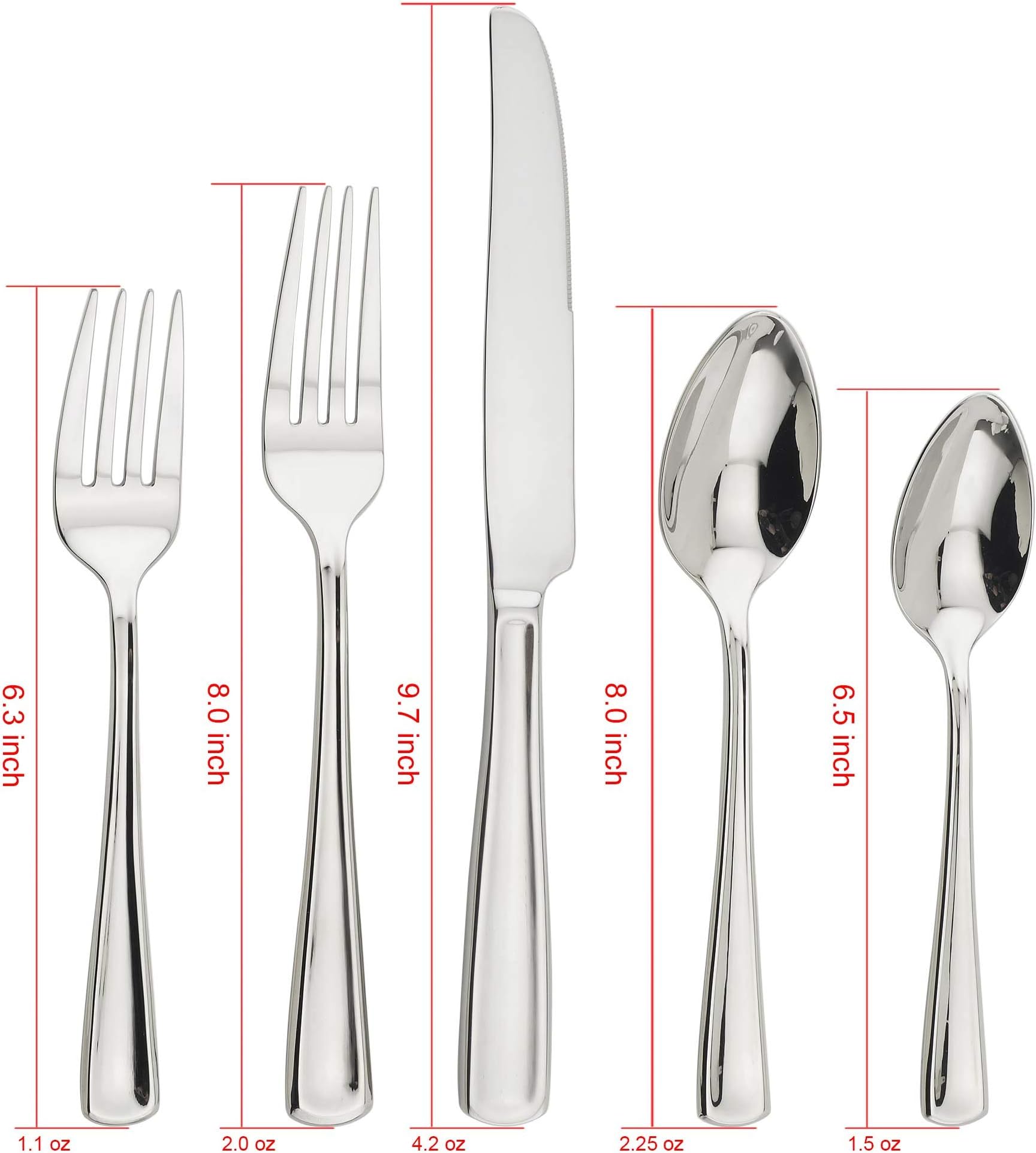 Flatware Set 18/10, 20-Piece Service for 4, Silverware Set Cutlery, Stainless Steel (Silver Color)