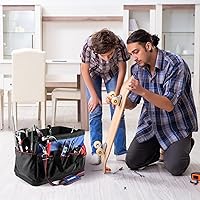 Vista 9 de WORKPRO Bolsa de herramientas, bolsa de herramientas de 18 pulgadas con base moldeada impermeable, bolsa organizadora de herramientas de tapa