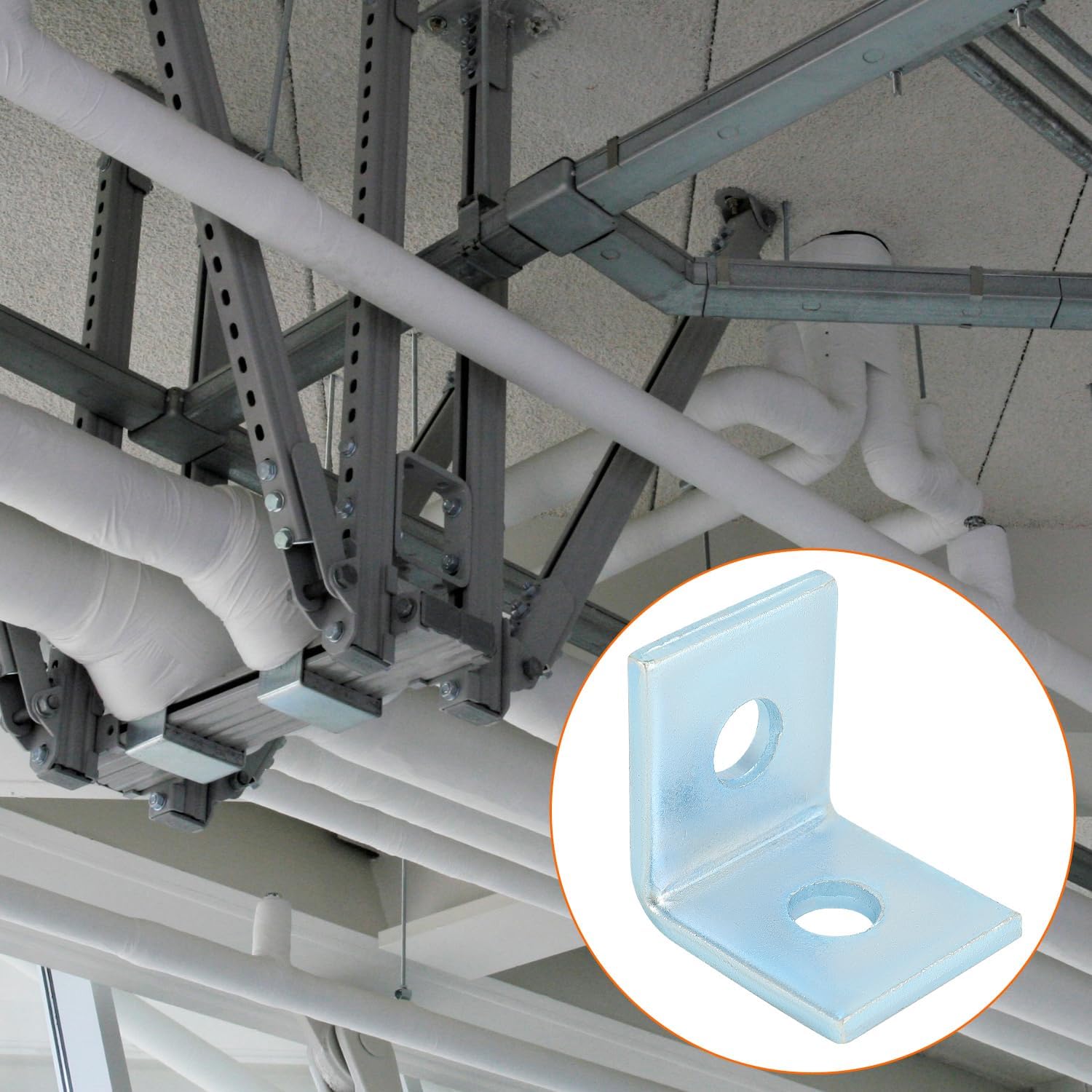 QWORK 20 Pack 2 Hole L-Shaped Connector Bracket - Compatible with All 1-5/8" Strut Channels, 1/2" Bolt, 90 Degree Angle