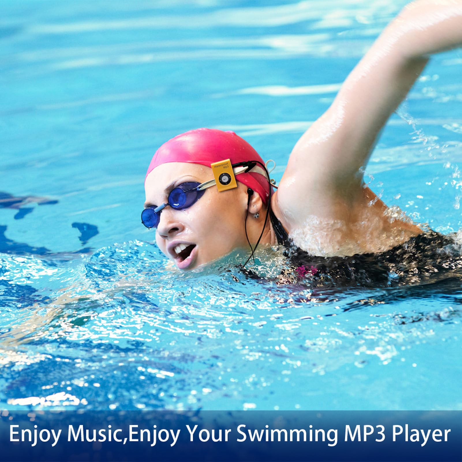 Reproductor de MP3 MP3 Impermeable IPX8 8GB HiFi Sport MP3 Player con Auriculares Impermeables para Buceo Surf Running Kayaking (Naranja)