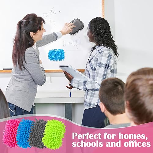 Vista 13 de Epakh 4 borradores magnéticos de borrado en seco, borrador magnético de microfibra lavable para aula, hogar y oficina (gris)