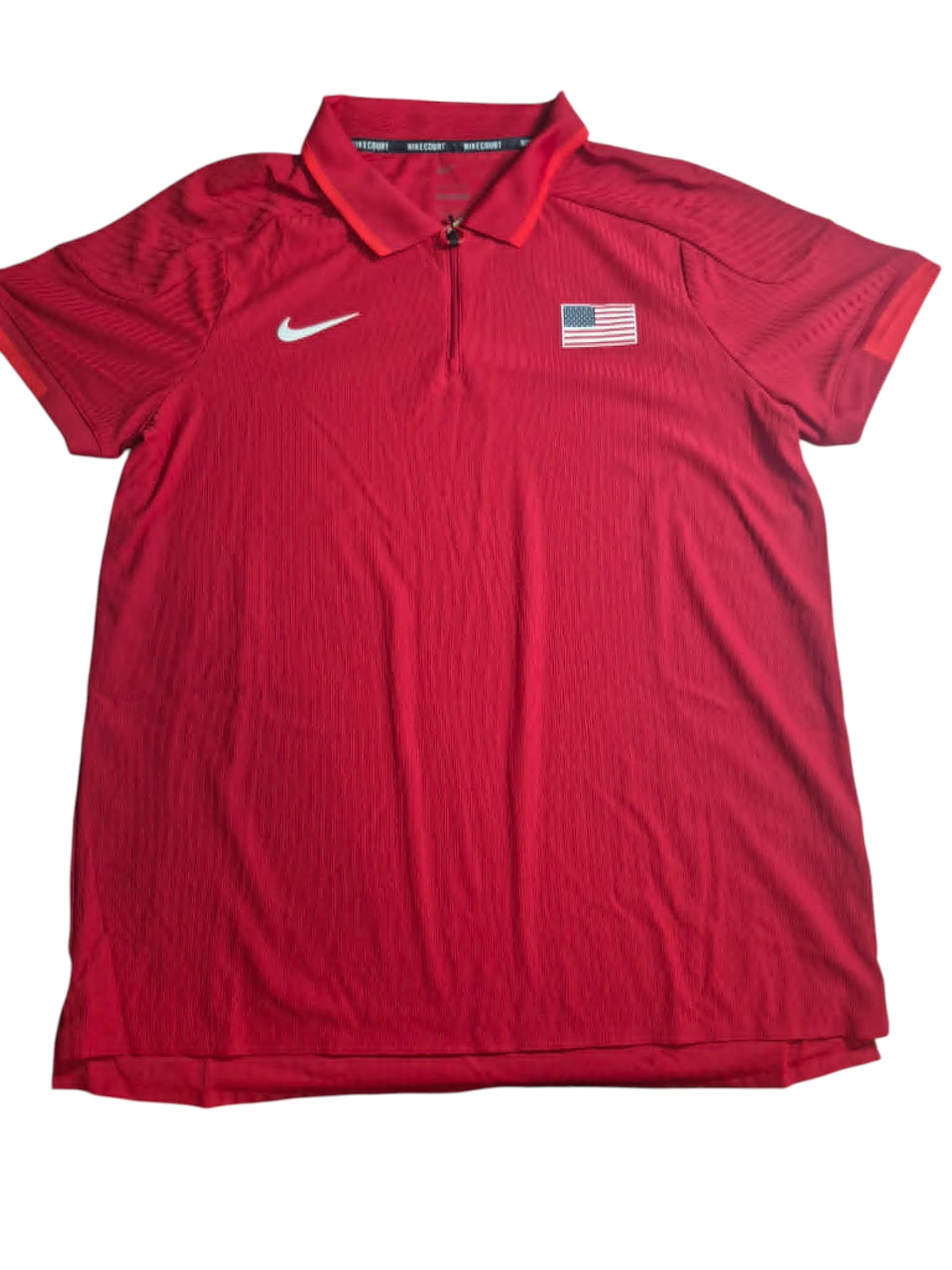 Court Dri-fit Adv Slam Tennis Polo Slim Textured 1/4 Zip USA Team Men's sz Large