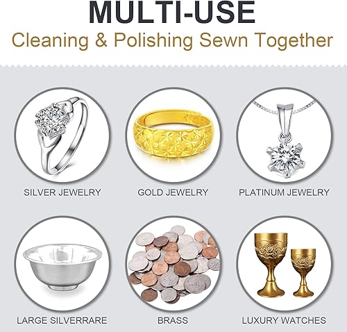 Miniatura 5 de 2 paños de limpieza y pulido de joyas, 100% algodón puro para pulir plata de ley, oro y platino y cubiertos grandes, paño de limpieza de joyas suave