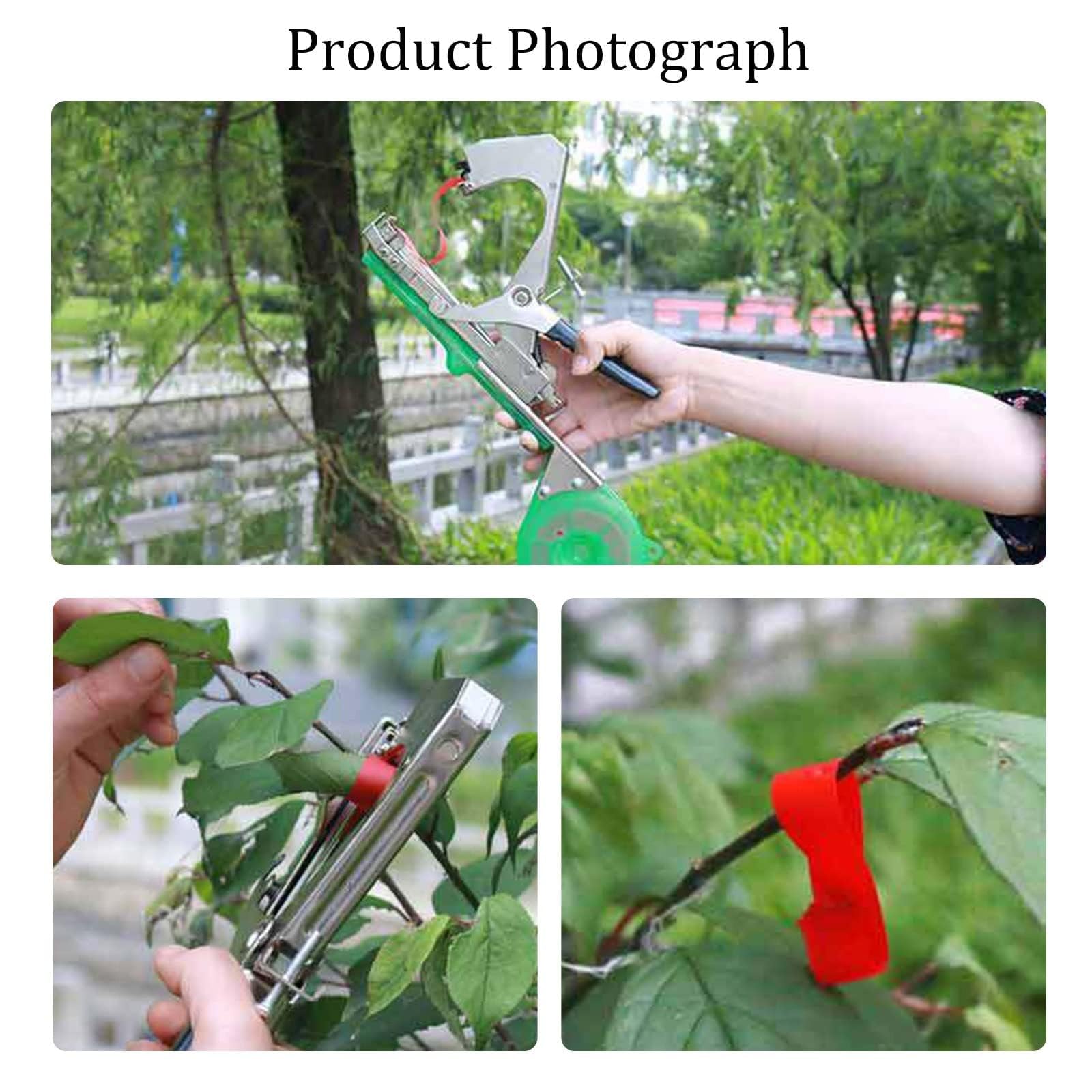 Vining Vegetables Garden Tape Tool - Máquina de atar a mano con 6 rollos de cinta y grapas para uvas, frambuesas y tomates