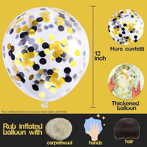 Miniatura 2 de Globos de confeti negro y dorado, 25 unidades, globo de látex transparente grueso de 12 pulgadas con confeti en el interior para decoración de