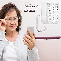 Vista 2 de Tyler TBBP-4-WH Telephone for Seniors - Large Button Landline Phone for Elderly with Loud Speaker, Speed Dial, Ringer Volume Control, Wall Mount