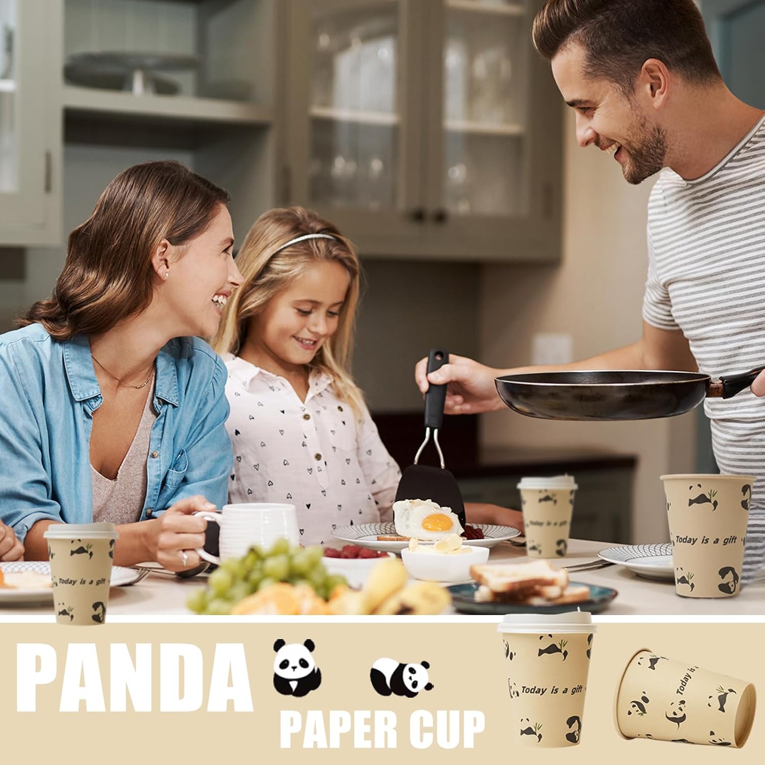 12 OZ 25 Pack Disposable Cups Paper Coffee Cups with Lids, Disposable Paper Cups for Cold/Hot Drinks, Leak-Proof To Go Drinking Cups for Office Party Home Picnic & Travel (Panda) - Image 5