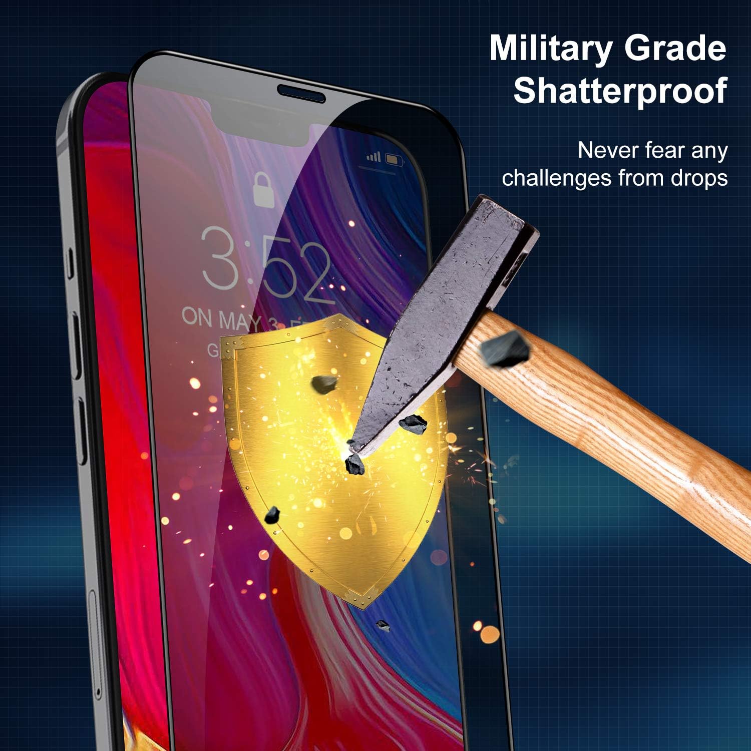 QMQ Compatible with iPhone 12 Pro Max Privacy Screen Protector, Anti-Spy Eye Protection Screen Protection Military Grade Shatterproof Anti-Peep Full Screen Coverage Tempered Glass Film with Easy Installation Frame 3-Pack ( for iPhone 12 Pro Max 6.7 Inches, Privacy Protection )
