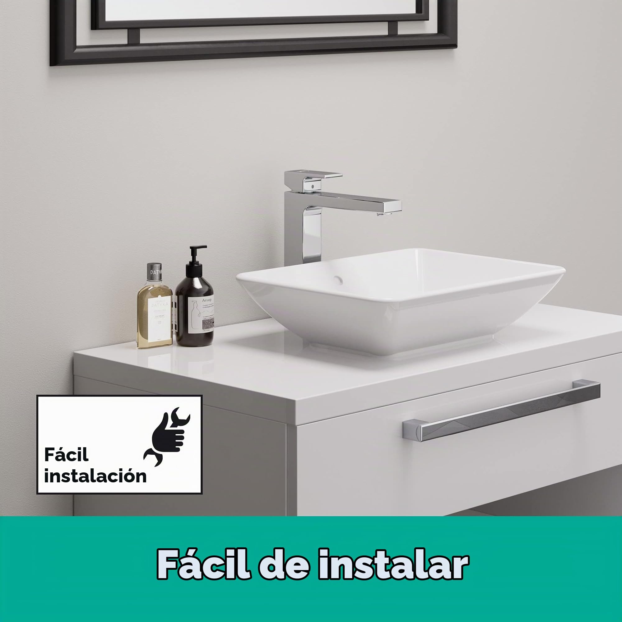 hansgrohe Vernis Shapre - grifo lavabo sin desagüe, grifo monomando lavabo, altura del caño 190 mm, ahorro de agua (EcoSmart), cromo, 71591000