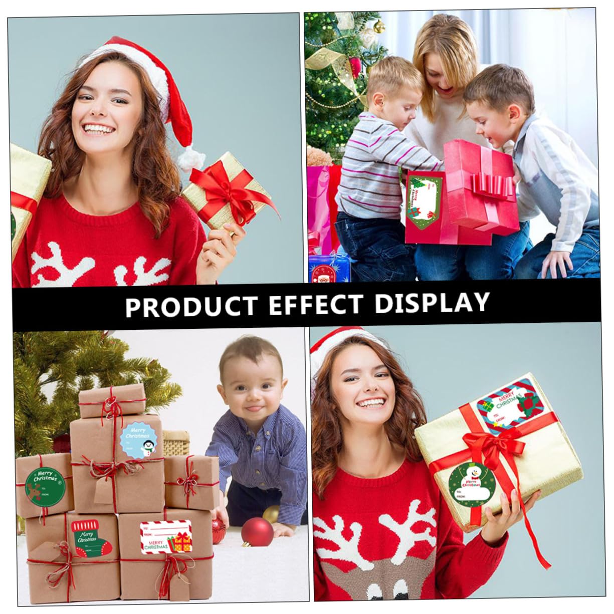 VILLCASE 36 Fogli Etichette adesive natalizie etichette adesive con adesivi con etichette natalizie stickers personalizzati decorazioni natalizie per pacchetti adesivi natalizi rosso