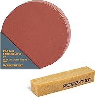 Vista 10 de POWERTEC 10 discos de lijado PSA de grano 60 de 8 pulgadas, papel de lija autoadhesivo de 8 pulgadas, para paneles de yeso, carpintería, pintura
